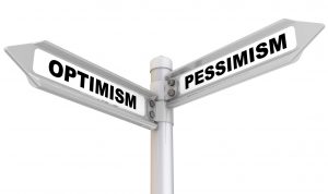 46973500 - optimism and pessimism. road sign