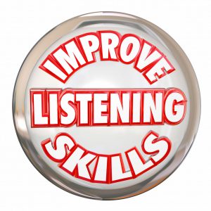 39978083 - improve listening skills words on a white button to illustrate the importance of learning, comprehending and retaining information